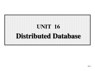 UNIT 16 Distributed Database