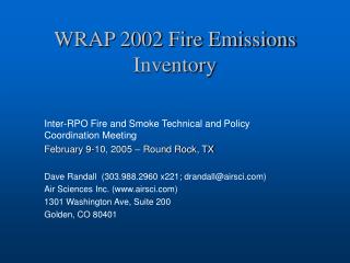 WRAP 2002 Fire Emissions Inventory