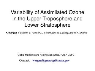 Variability of Assimilated Ozone in the Upper Troposphere and Lower Stratosphere