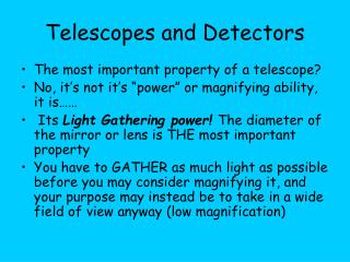 Telescopes and Detectors