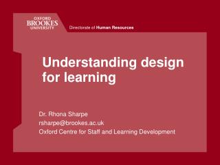 Understanding design for learning