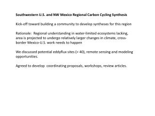 Southwestern U.S. and NW Mexico Regional Carbon Cycling Synthesis