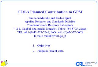CRL’s Planned Contribution to GPM