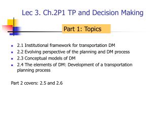 Lec 3. Ch.2P1 TP and Decision Making