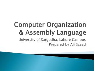 Computer Organization &amp; Assembly Language