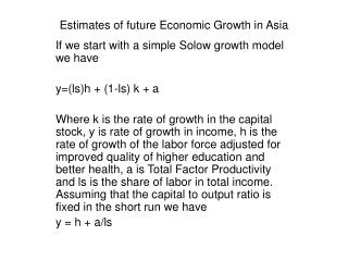 Estimates of future Economic Growth in Asia