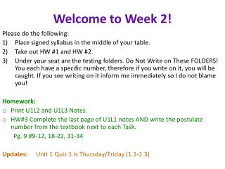 Welcome to Week 2!