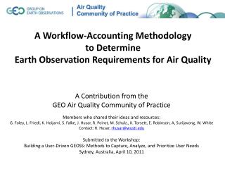A Workflow-Accounting Methodology to Determine Earth Observation Requirements for Air Quality