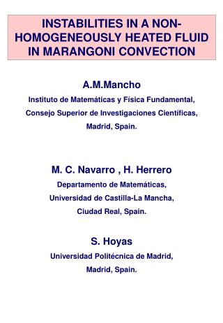 A.M.Mancho Instituto de Matemáticas y Física Fundamental,