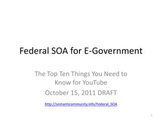 Federal SOA for E-Government