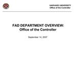 HARVARD UNIVERSITY Office of the Controller