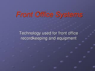 Front Office Systems
