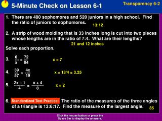 5-Minute Check on Lesson 6-1