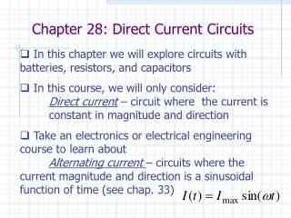 Chapter 28: Direct Current Circuits