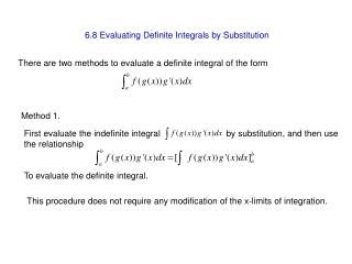 6.8 Evaluating Definite Integrals by Substitution