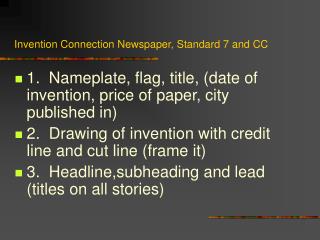 Invention Connection Newspaper, Standard 7 and CC