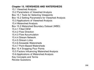 Chapter 15. VIEWSHEDS AND WATERSHEDS 15.1 Viewshed Analysis 15.2 Parameters of Viewshed Analysis