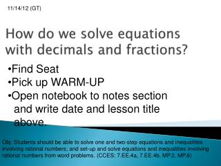How do we solve equations with decimals and fractions?