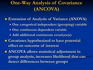 One-Way Analysis of Covariance (ANCOVA)