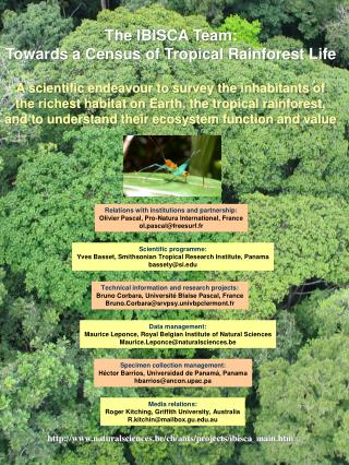 The IBISCA Team: Towards a Census of Tropical Rainforest Life