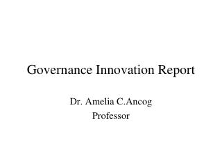 Governance Innovation Report