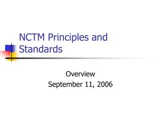 NCTM Principles and Standards