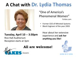 A Chat with Dr. Lydia Thomas