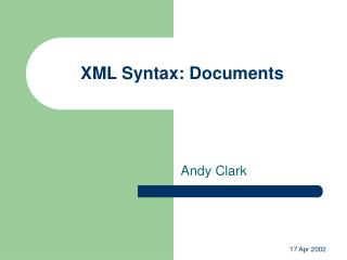 XML Syntax: Documents