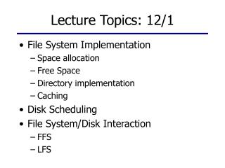 Lecture Topics: 12/1