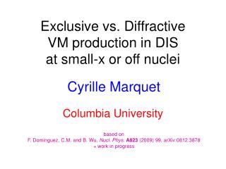 Exclusive vs. Diffractive VM production in DIS at small-x or off nuclei
