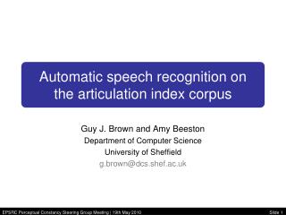 Automatic speech recognition on the articulation index corpus