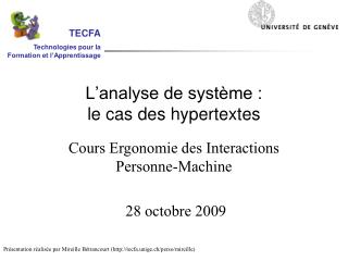 L’analyse de système : le cas des hypertextes