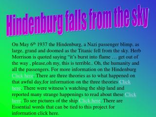 Hindenburg falls from the sky