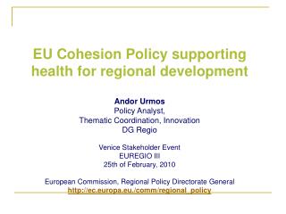 EU Cohesion Policy supporting health for regional development