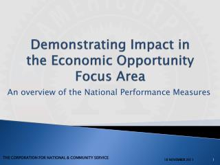 Demonstrating Impact in the Economic Opportunity Focus Area