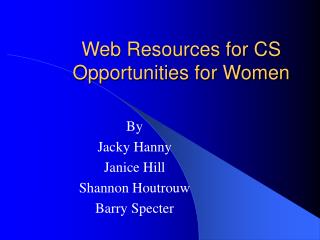 Web Resources for CS Opportunities for Women