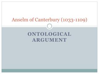 Anselm of Canterbury (1033-1109)