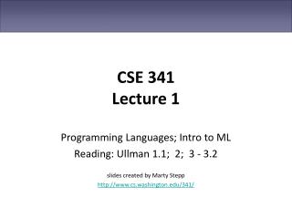 CSE 341 Lecture 1