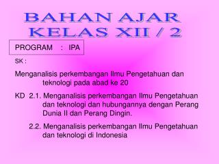 BAHAN AJAR KELAS XII / 2