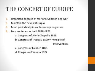 THE CONCERT OF EUROPE