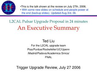 L2CAL Pulsar Upgrade Proposal in 24 minutes An Executive Summary