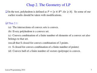 Chap 2. The Geometry of LP