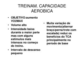 TREINAM. CAPACIDADE AEROBICA