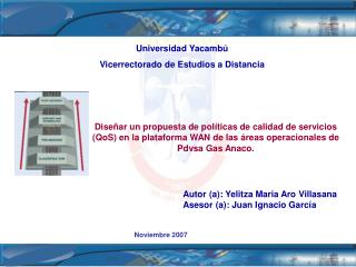 Universidad Yacambú Vicerrectorado de Estudios a Distancia