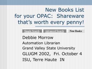 New Books List for your OPAC: Shareware that’s worth every penny!