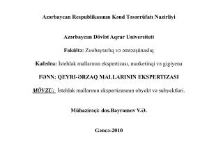 Azərbaycan Respublikasının Kənd Təsərrüfatı Nazirliyi Azərbaycan Dövlət Aqrar Universiteti