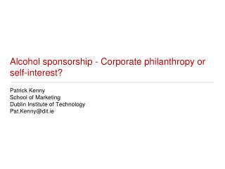 Alcohol sponsorship - Corporate philanthropy or self-interest?