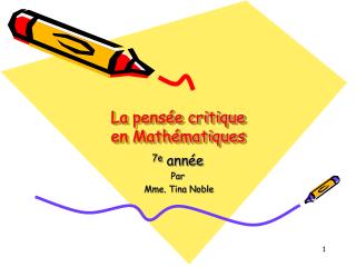 La pensée critique en Mathématiques