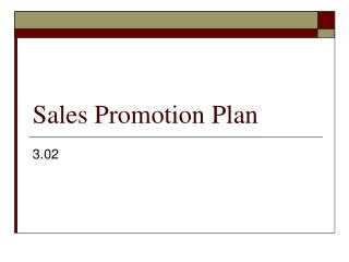 Sales Promotion Plan