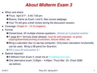 About Midterm Exam 3